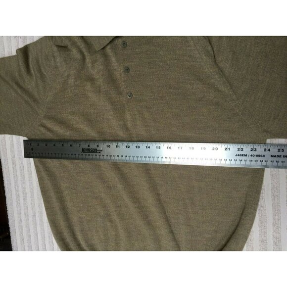 Valda Collection Mens 52 Pure Wool Long Sleeve Polo Sweater Gray Large Casual - Picture 3 of 7